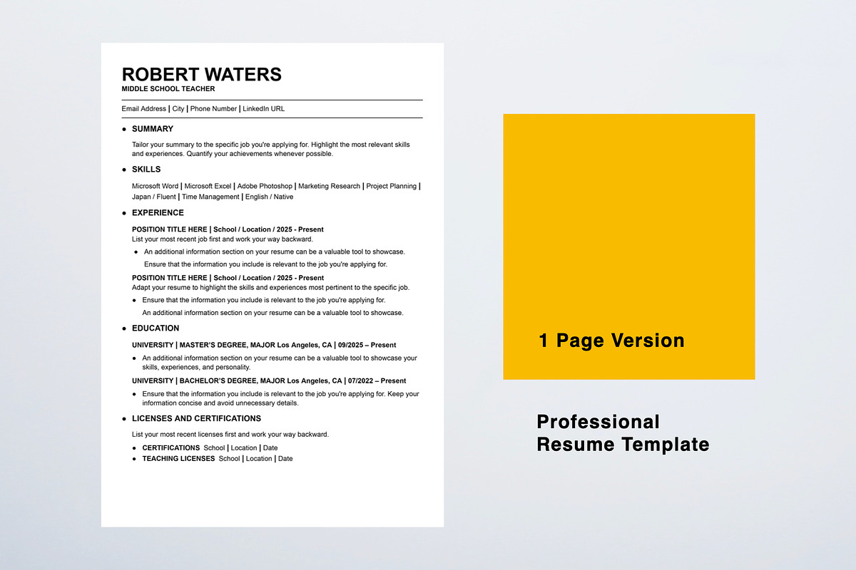 Teacher Resume Template, a Resume Template by KHIDD (Photo 2 of 4)