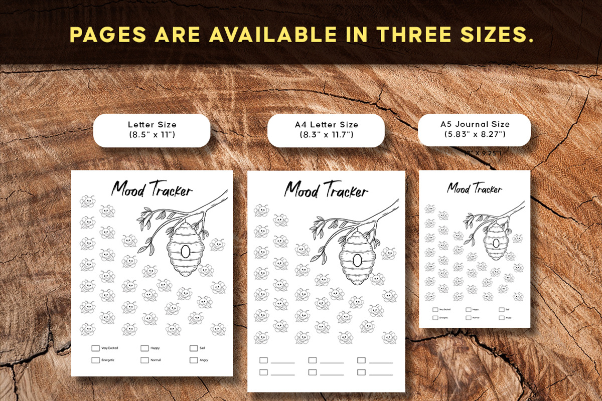 Bee Mood Tracker | Mood Chart, a Stationery Template by Graphicsnext (Photo 4 of 4)