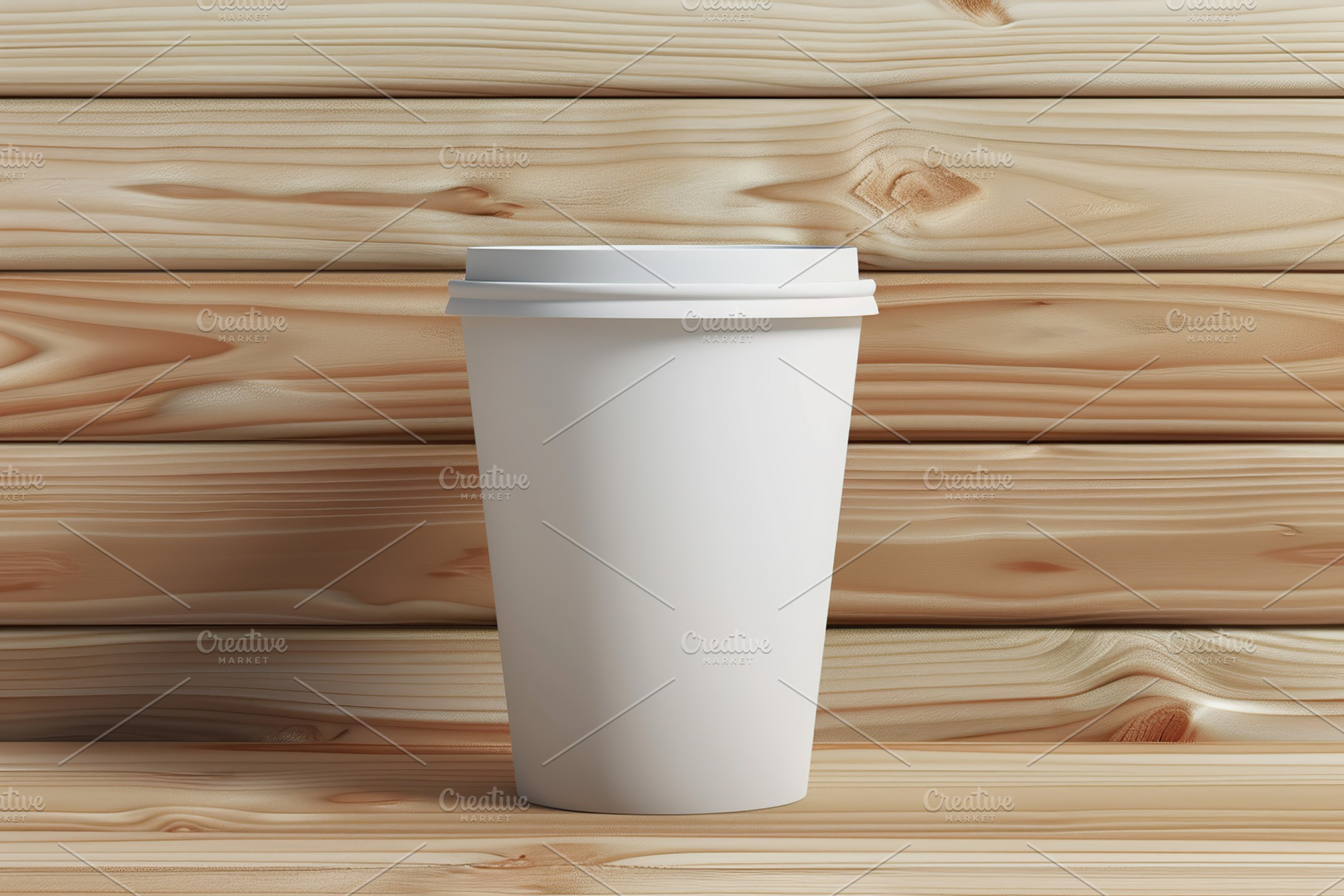 Coffee in blank craft cup on wooden table. Take away cup, a Food & Drink Photo by AlyaAnd