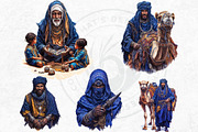 Berber Tuareg Man clipart set, a Person Illustration by ThatsDesignArt (Thumbnail 6 of 10)