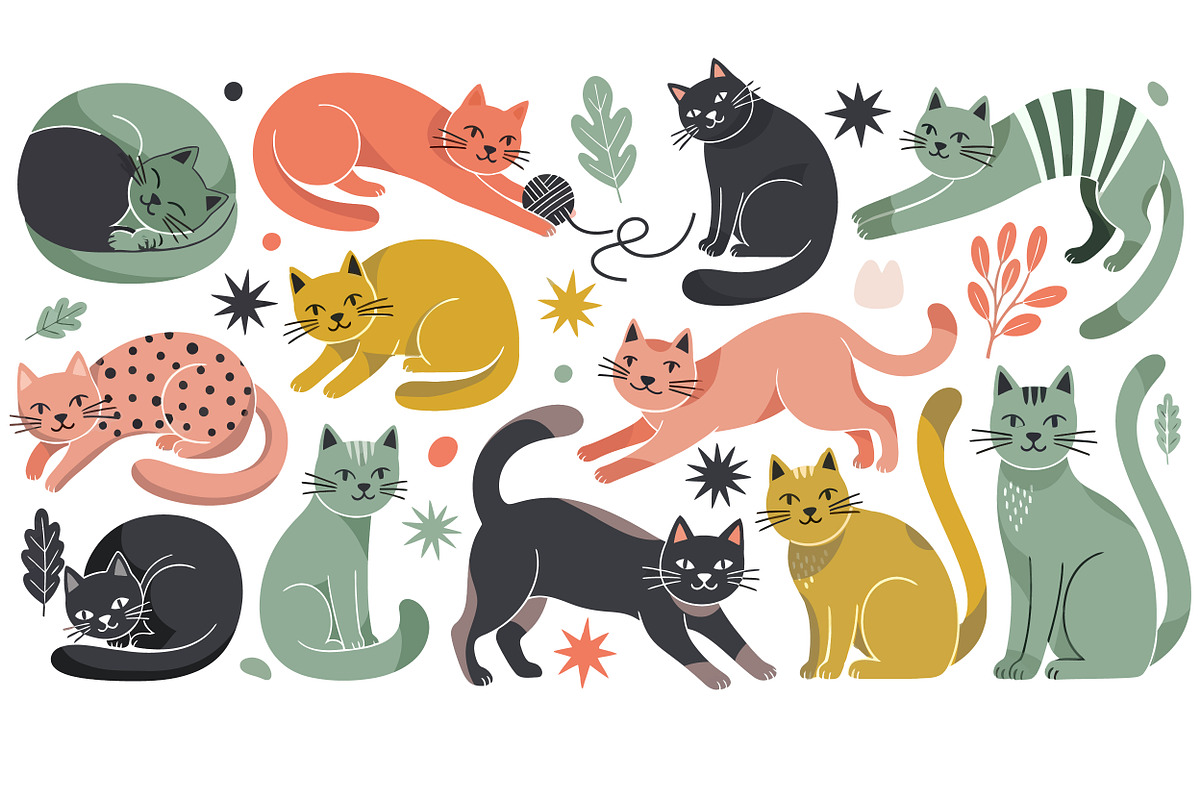 Cute Playful Cat - Vector Collection, an Animal Illustration by OtpirusGraphic (Photo 4 of 5)