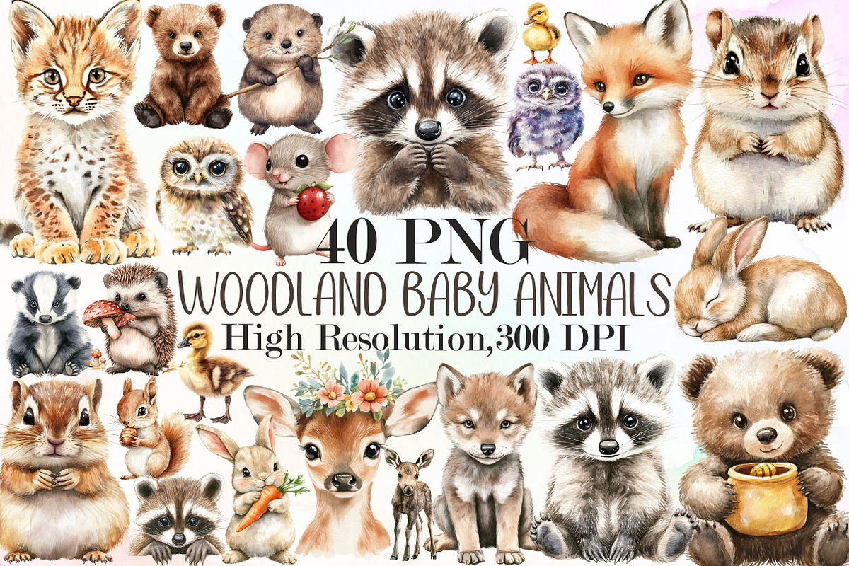 Woodland Clipart, Baby Animals, an Illustration by Sublimation Artist (Photo 1 of 6)