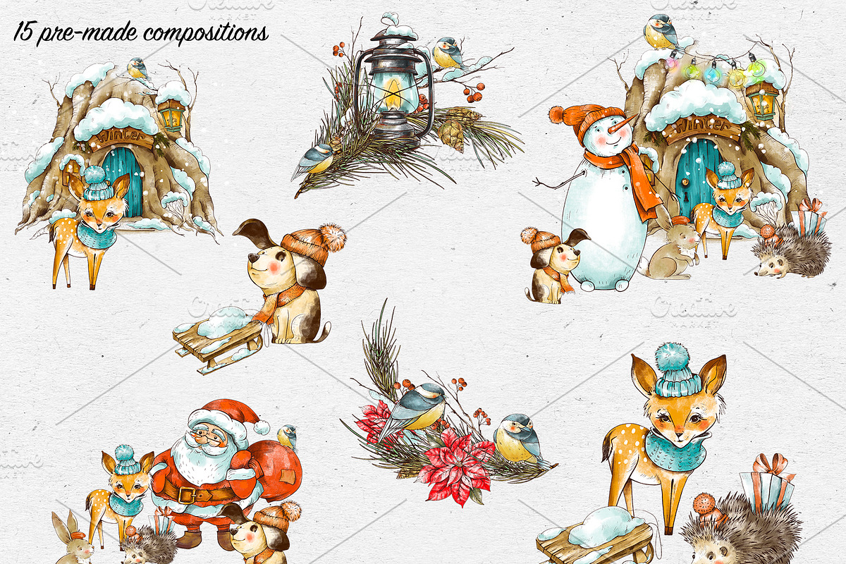 Christmas mood collection, an Animal Illustration by Belusuab (Photo 6 of 13)