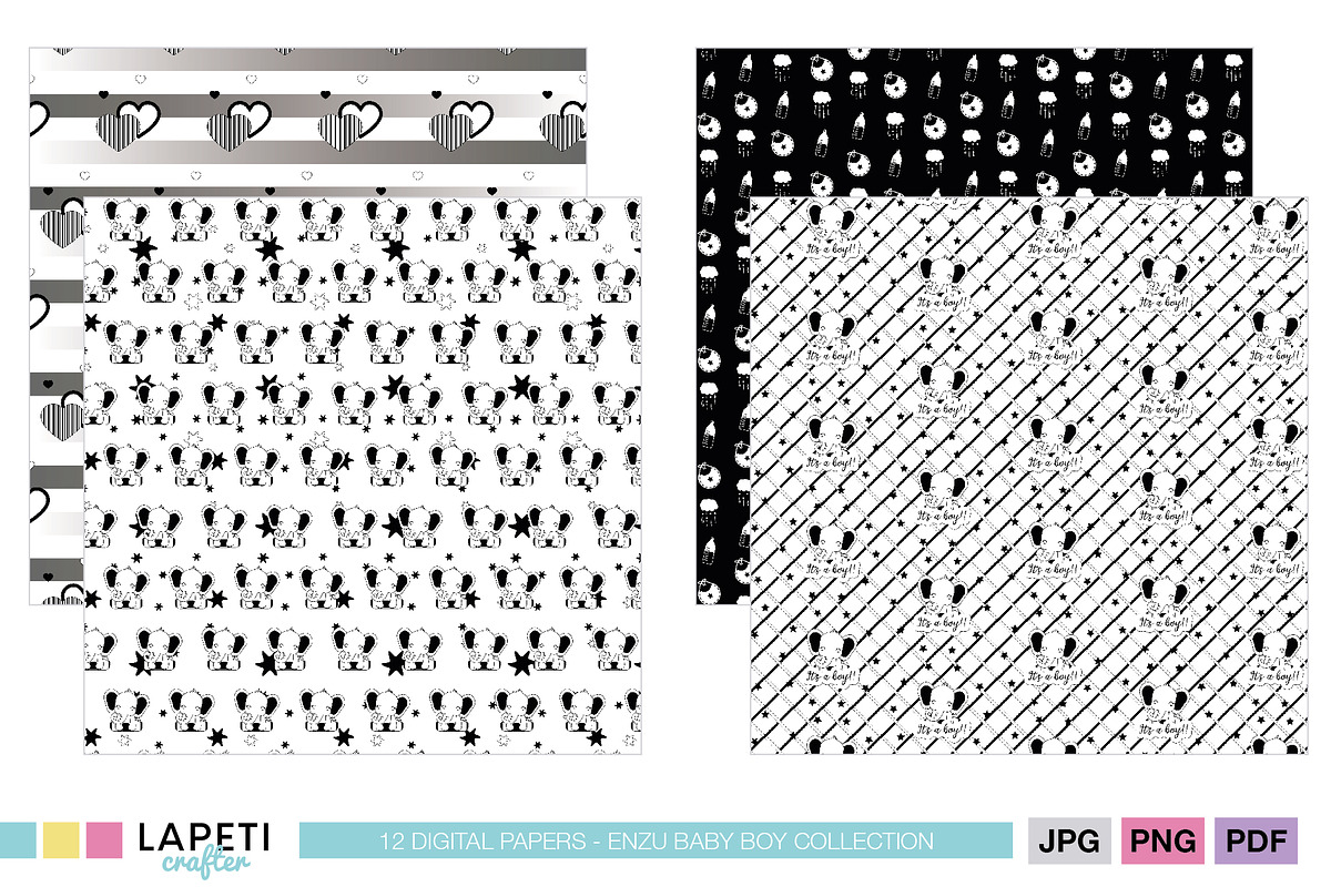 Elephant Digital Paper Pack, a Pattern Graphic by Lapeticrafter (Photo 4 of 5)
