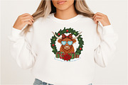 Christmas Highland Cow PNG, an Illustration by DreamArtGraphic (Thumbnail 4 of 6)