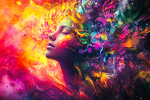 Surreal Woman with Colorful Energy, a Person Photo by Ales Munt