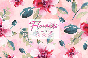Watercolor Flowers Seamless Pattern