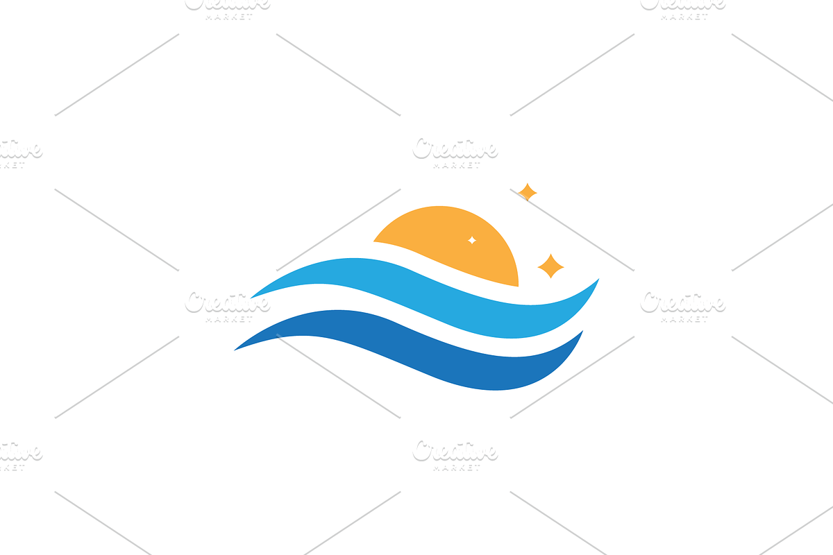 beauty sunrise waves beach logo, a Branding & Logo Template by devastd