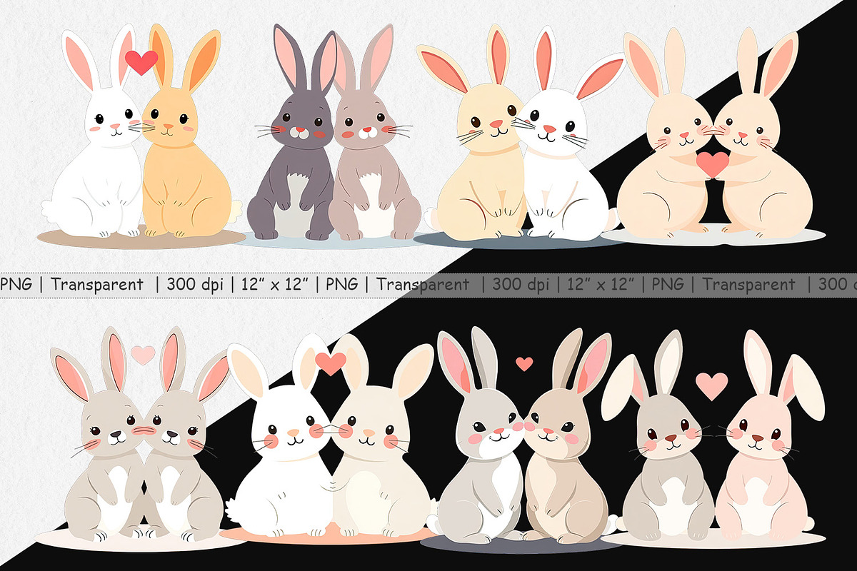 Clipart Love Rabbit, a Graphic by Artnoy (Photo 2 of 5)