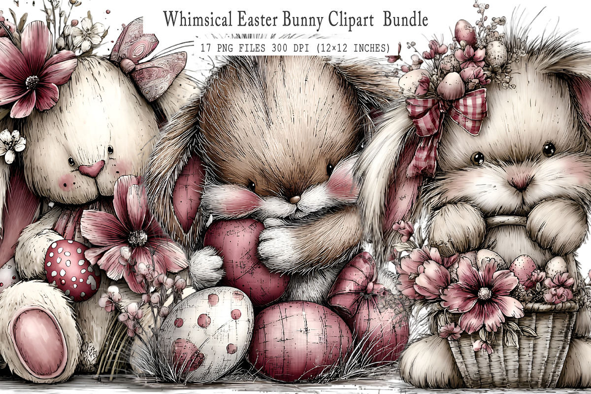 Whimsica Easter Bunny Clipart Bundle, an Illustration by GatewayDesign (Photo 1 of 3)