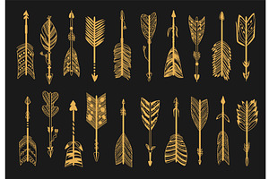 Golden Boho arrow icons. Tribal, an Object Illustration by Vectorbuum