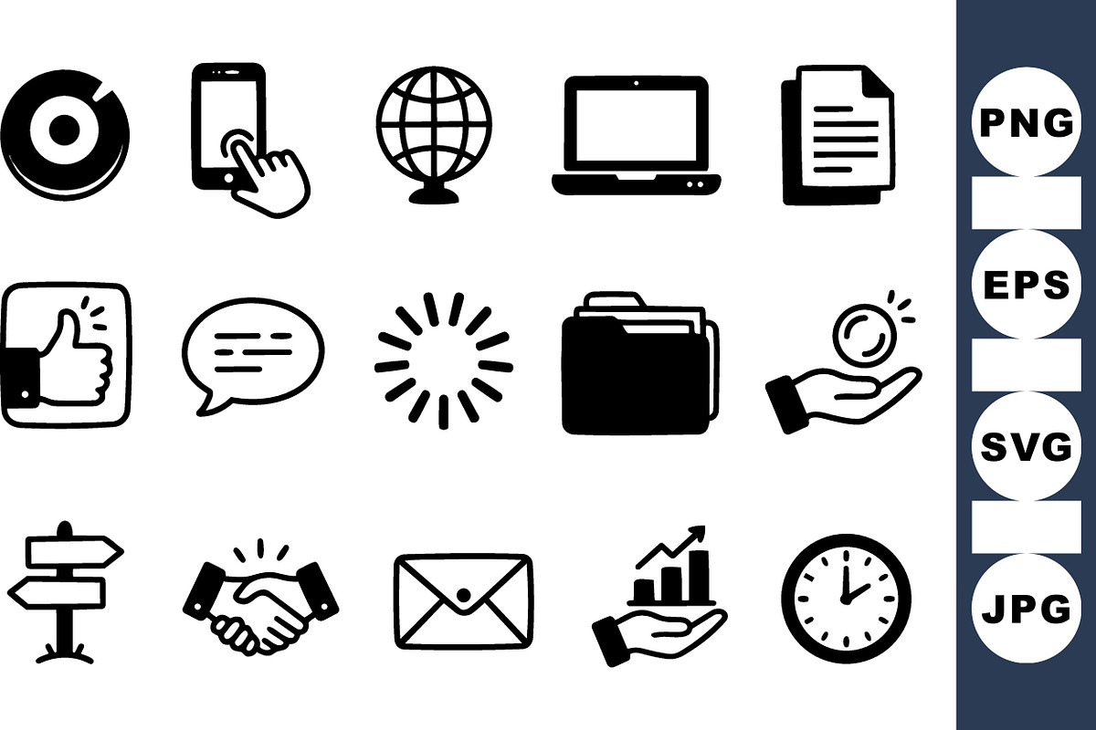 Hand Drawn Business Icon Set, an Illustration by designvectx (Photo 1 of 3)
