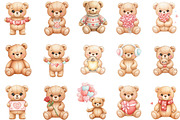 Valentines Teddy Bear Clipart, an Illustration by Designking (Thumbnail 2 of 5)