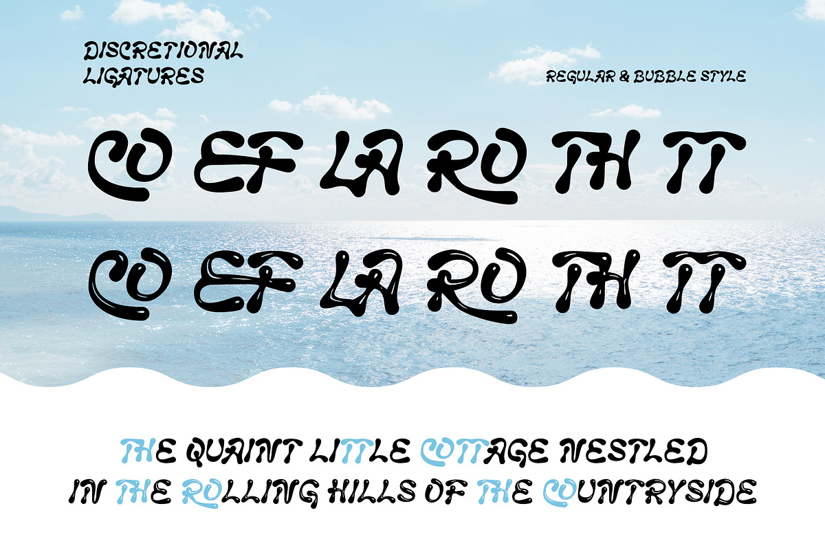 Lacupra - Liquid Bubble Display Font, a Sans Serif Font by Drizy (Photo 4 of 10)