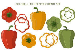 Сolorful Bell Pepper Clipart Set