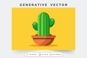 A cactus plant in a pot against a br, a Graphic by Iftikhar Alam