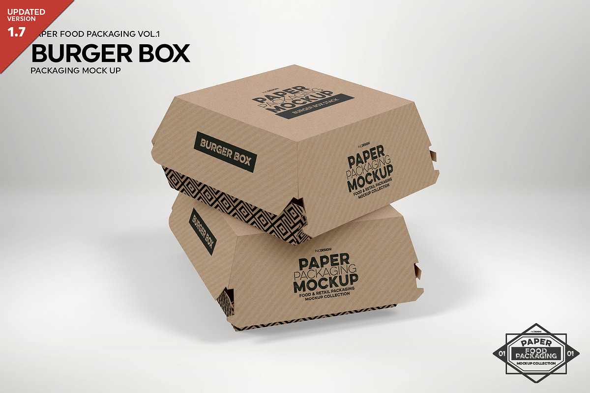 Burger Box Packaging Mockup, a Packaging Mockup by INCDesign (Photo 1 of 5)