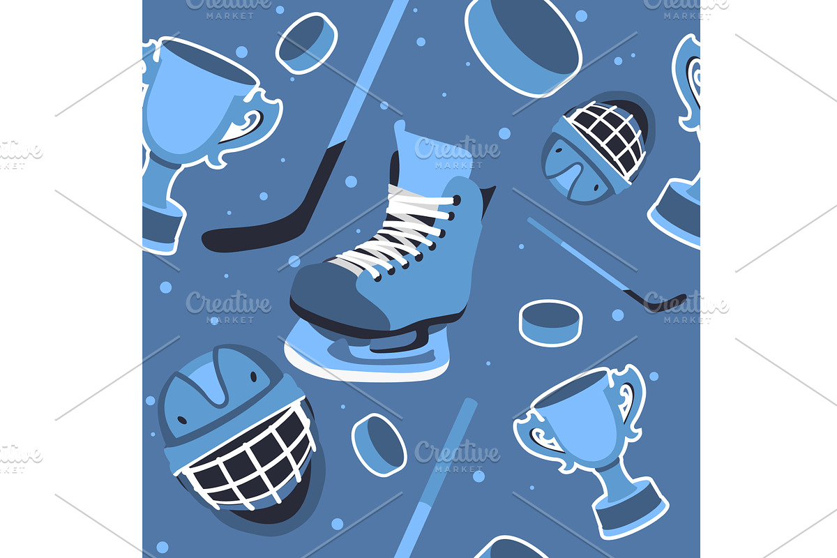 Ice hockey elements seamless pattern, an Object Illustration by YummyBuum