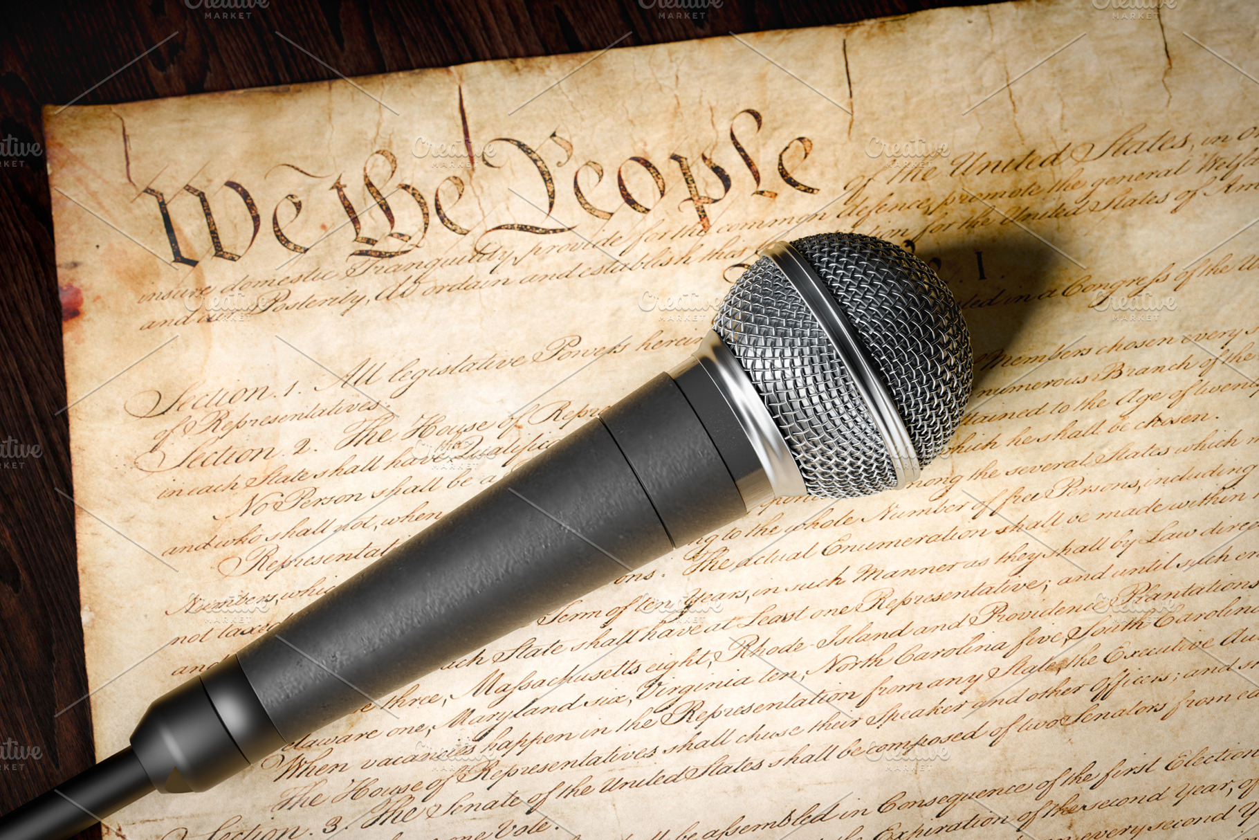 Microphone on the U.S. Constitution., a Photo by Andy Dean Photography