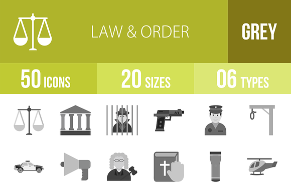 50 Law Order Greyscale Icons
