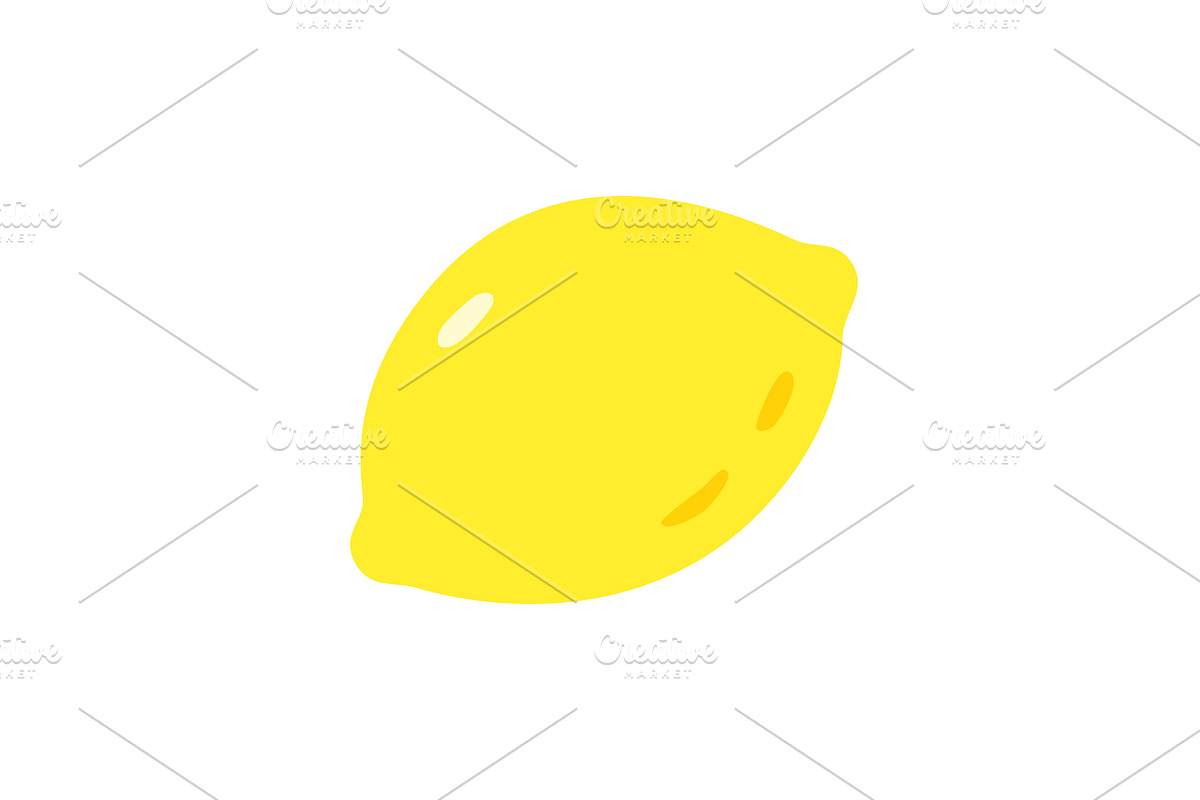 Whole yellow lemon in simple flat, a Food Illustration by GraphiShop