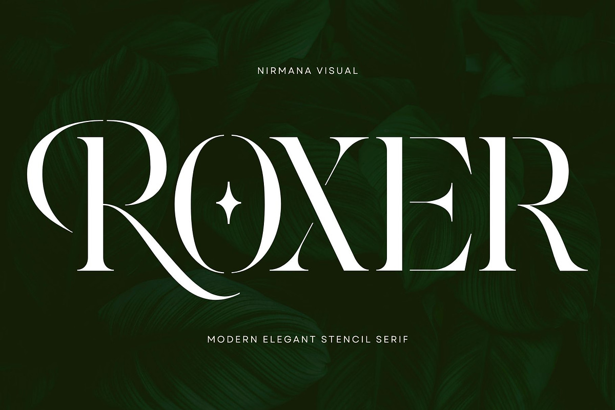 Roxer Stencil - Modern Serif Font, a Serif Font by Nirmana Visual (Photo 1 of 11)