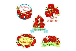 Vector Flowers Wreath Set For Spring Time Quotes