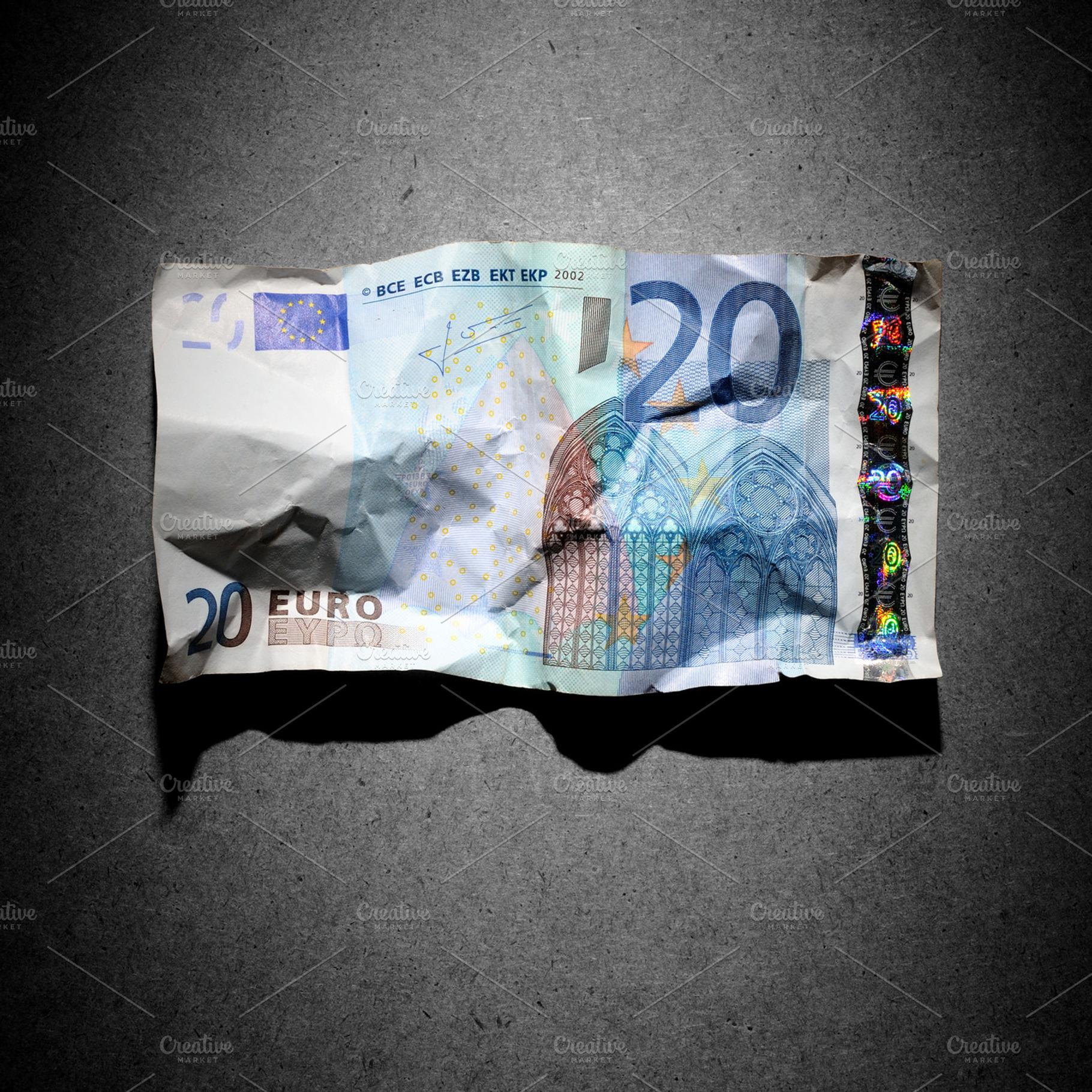Crumpled 20 Euro Banknote