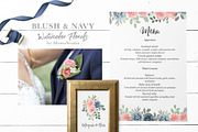 Blush and Navy Watercolor Florals, a Work Illustration by Momo Studio (Thumbnail 9 of 12)