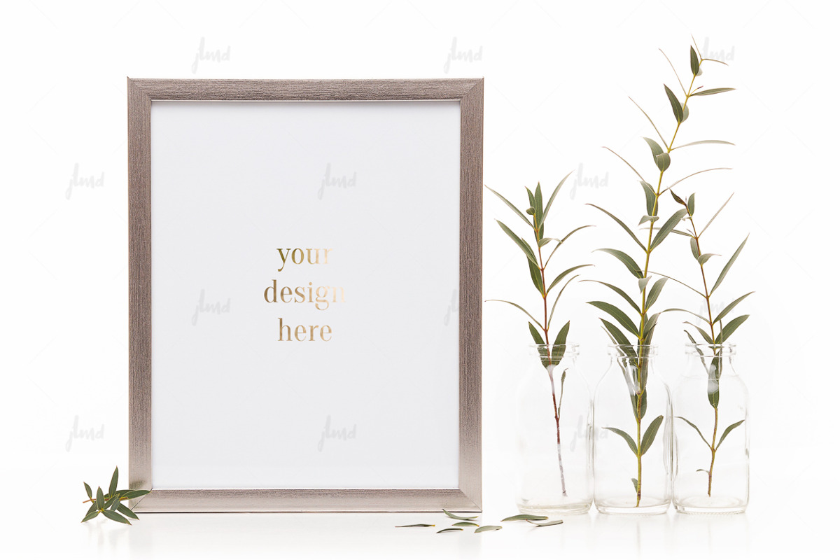 Silver styled frame isolated mockup, a Print Template by JustLikeMyDesktop (Photo 2 of 3)