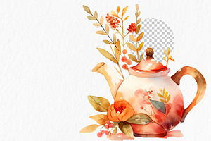 Cozy Autumn Watercolor Clipart PNG