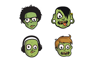 4 Zombie Head Illustration