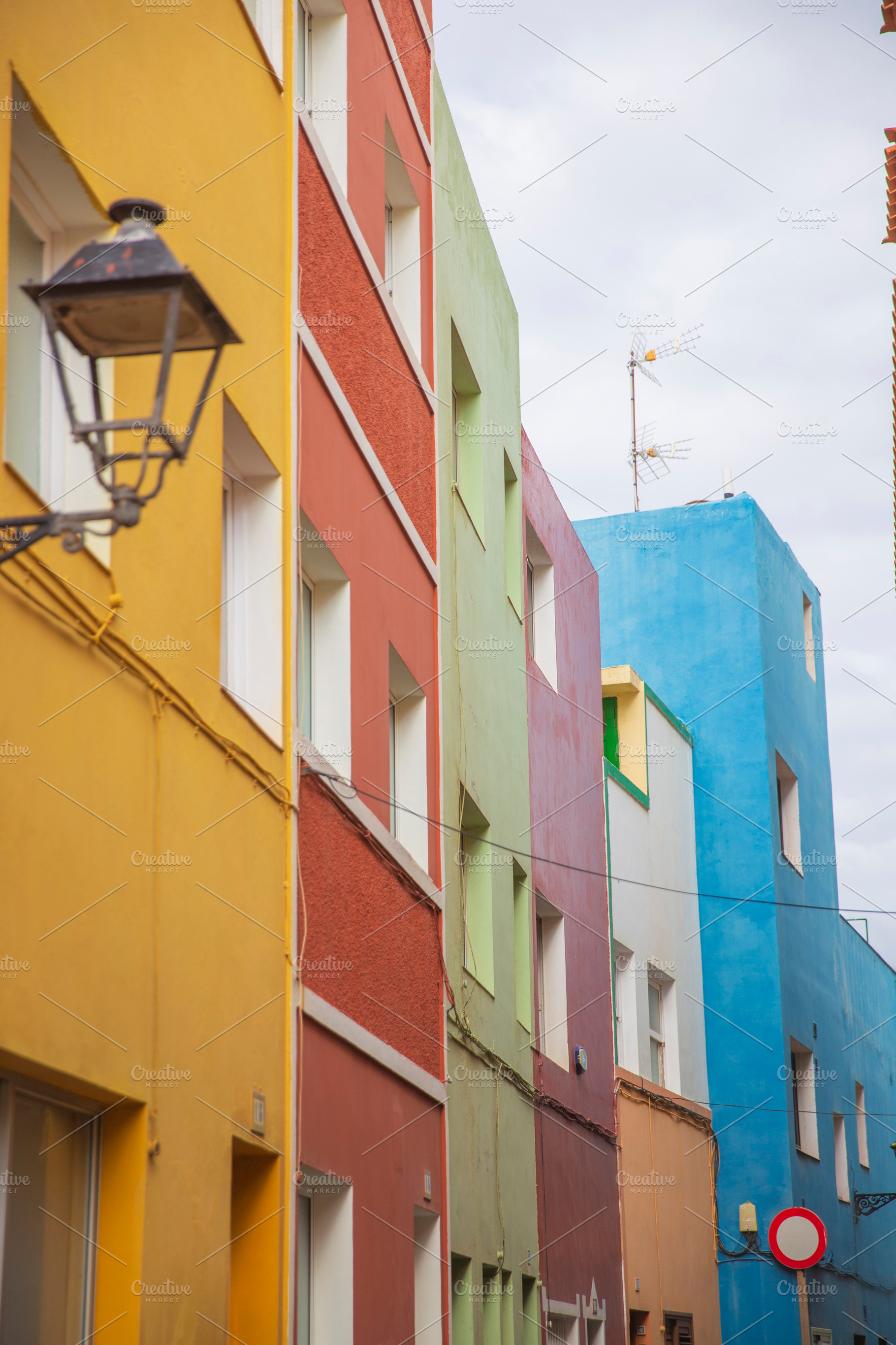 Vertical view of colorful houses in Villajoyosa Spain with blurr, a Photo by Pictures for you!!!!!!!!!