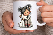 Whimsical Girl & Dog Love Clipart, a Seasonal Illustration by Canvas Craft (Thumbnail 6 of 7)