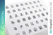 Hospital Line Icons Set, an Outline Icon by Voysla's Shop (Thumbnail 1 of 4)