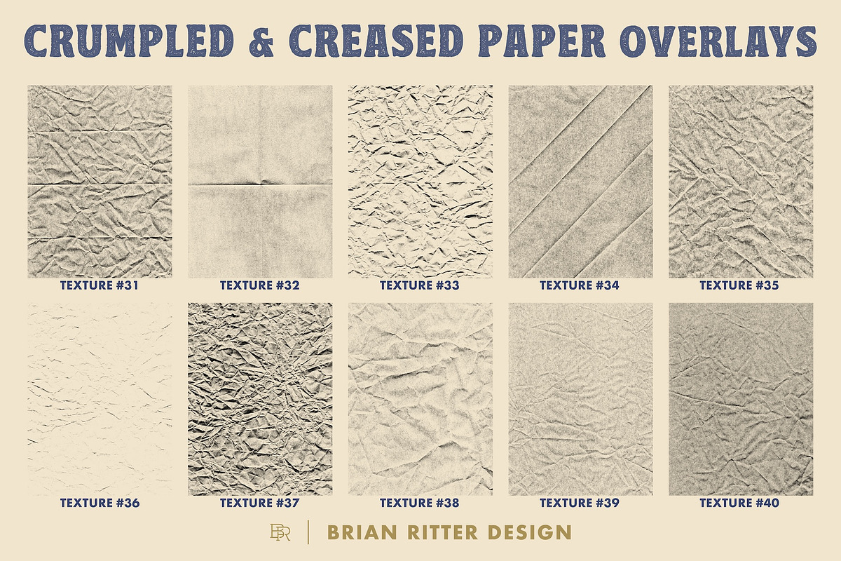 Crumpled & Creased Paper Overlays, a Texture Graphic by Brian Ritter Design (Photo 10 of 12)