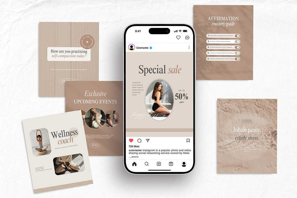 Wellness Instagram Templates Bundle, a Social Media Template by DigiPax (Photo 4 of 12)