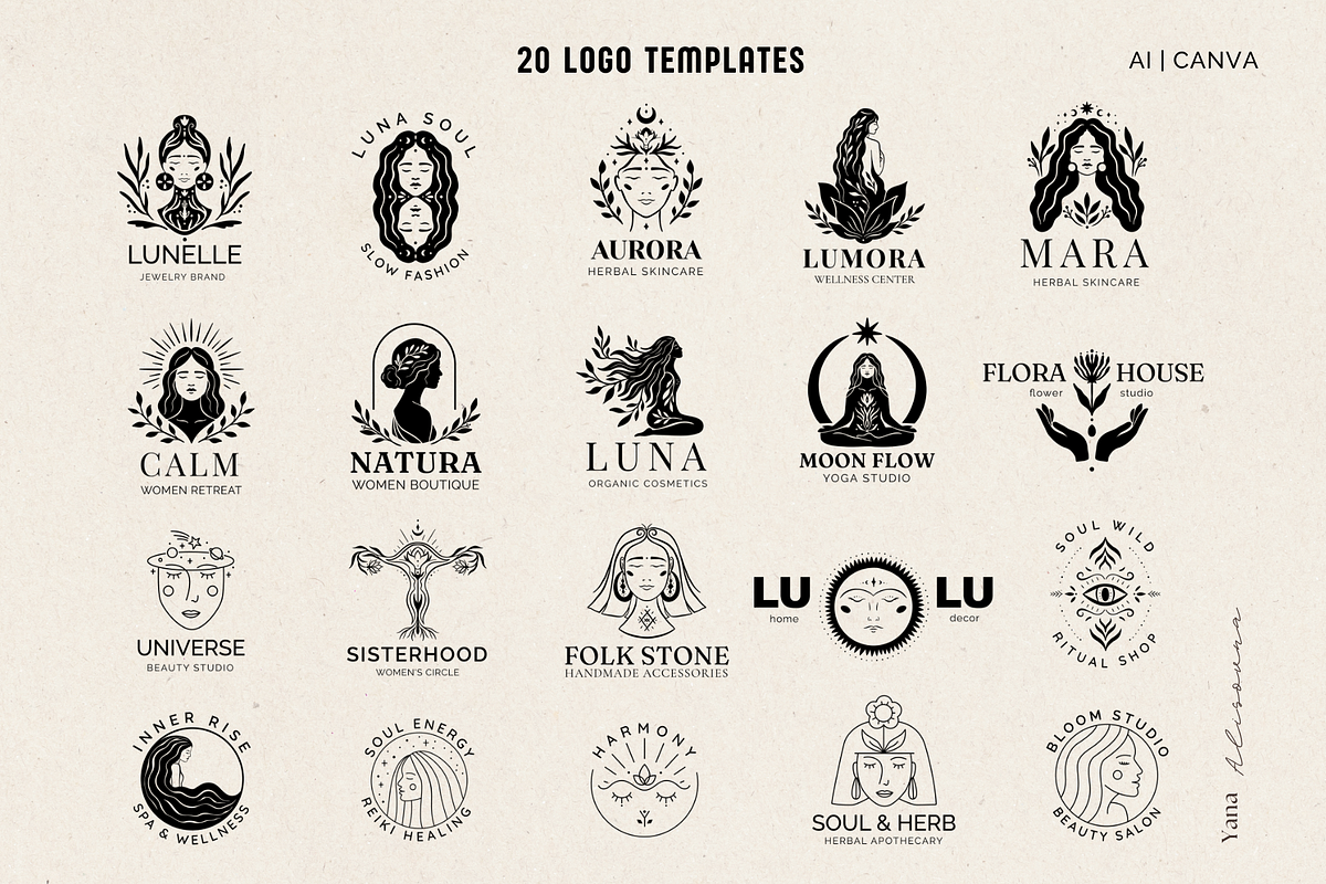 Feminine Logo Collection, a Branding & Logo Template by Alisovna (Photo 2 of 9)