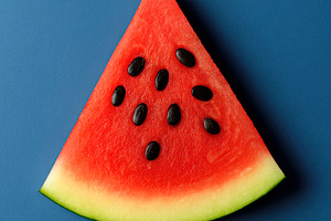 juicy watermelon wedge, generative AI, a Photo by Nito