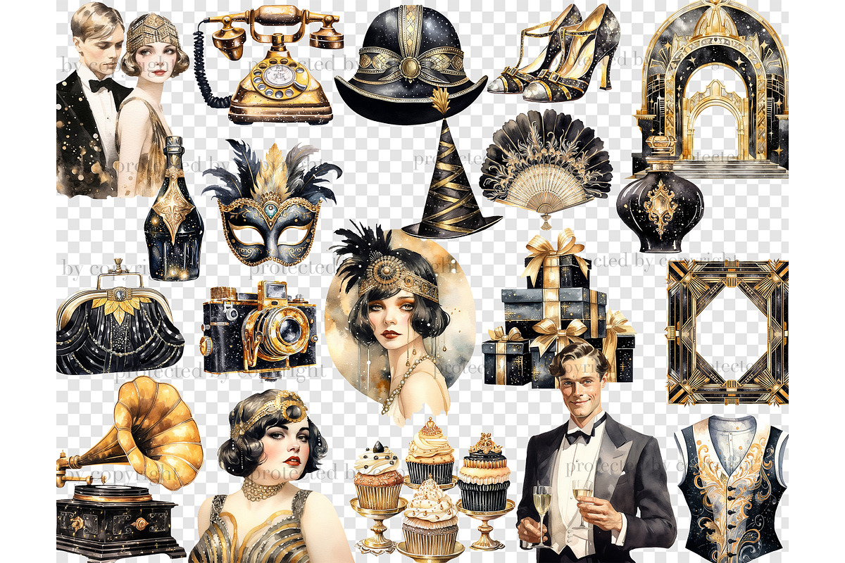 1920s Party White Clipart, a Person Illustration by GlamArtZhanna (Photo 4 of 5)