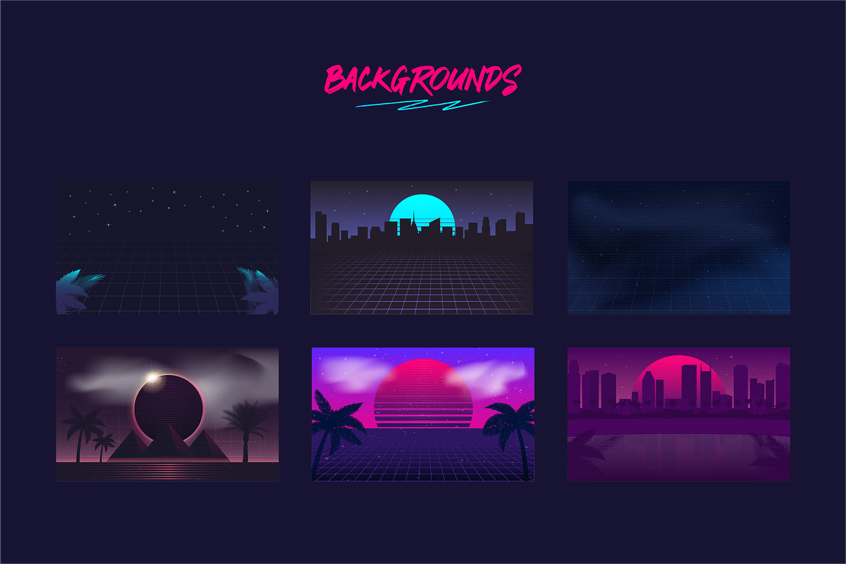 Retro Neon 80s & Synthwave Graphics, an Object Graphic by DenysHolovatiuk (Photo 5 of 5)