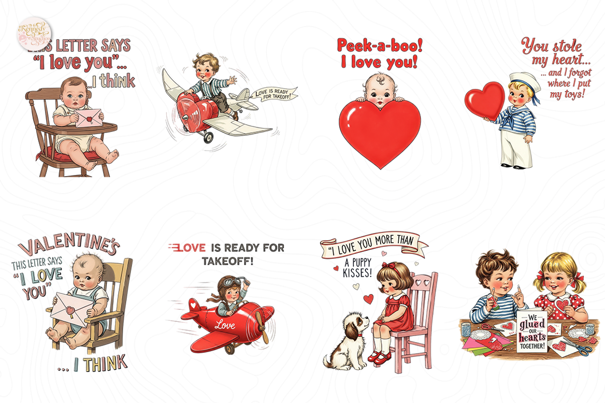 Vintage Valentine PNG Clipart Retro, a Person Illustration by KennedyStudio (Photo 2 of 4)
