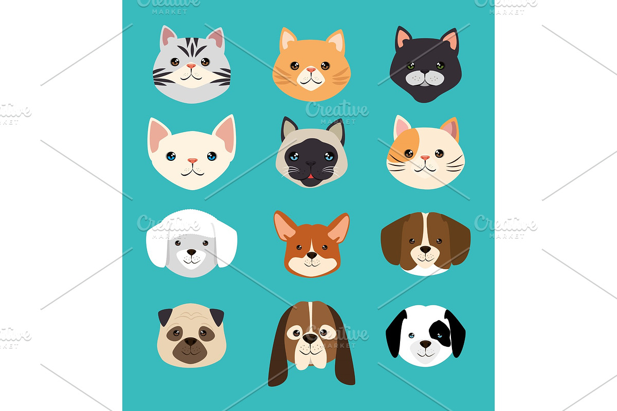 dogs and cats pets friendly, an Animal Illustration by studiogstock