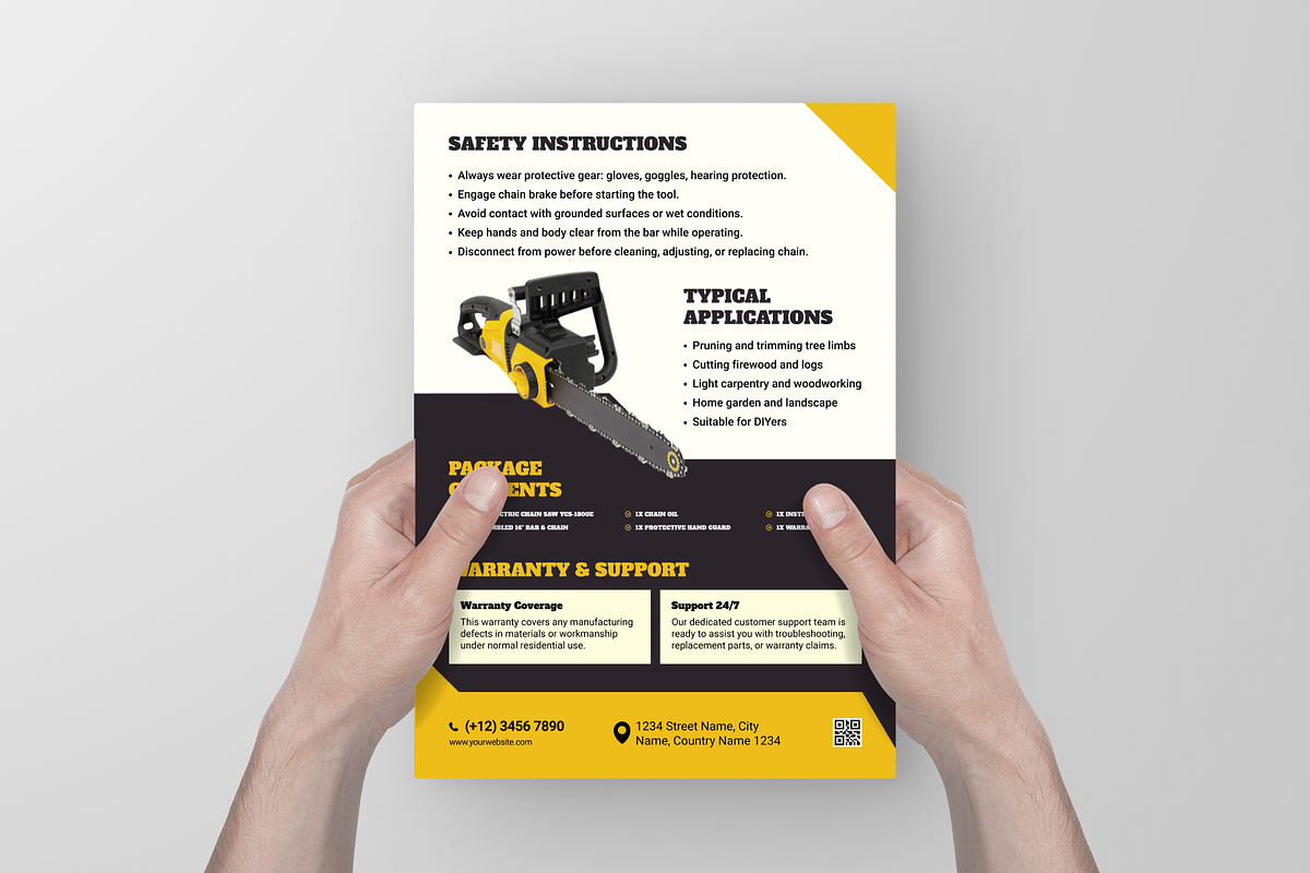 Electric Chain Saw Data Sheet, a Flyer Template by Annora Studio (Photo 6 of 6)