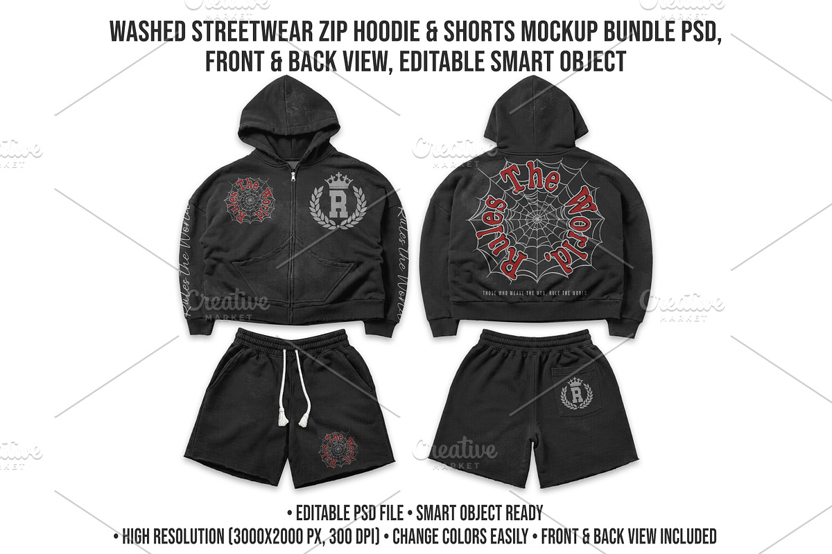 Streetwear Zip Hoodie Set Mockup PSD, a Hoody Mockup by std.badboy (Photo 1 of 4)