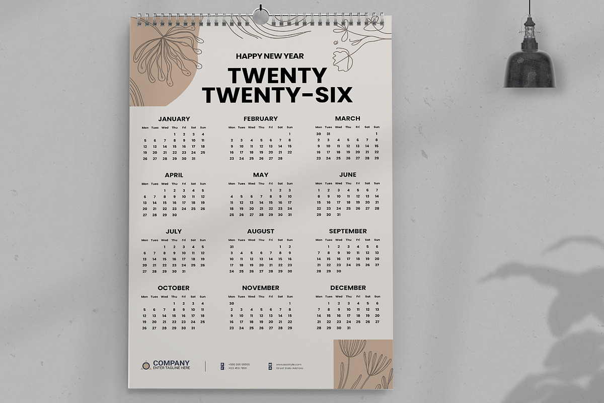 Wall Calendar Template 2026, a Stationery Template by ContestDesign (Photo 1 of 3)