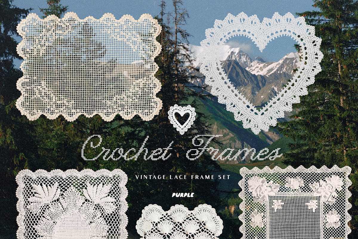 Crochet Frames: Vintage Lace Set, an Object Graphic by Purple (Photo 5 of 14)