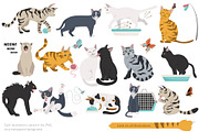 Cartoon cats clipart set, an Animal Illustration by pet design shop (Thumbnail 5 of 12)