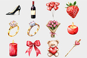 Watercolor Valentines day Clipart, a Seasonal Illustration by Design Market (Thumbnail 4 of 4)