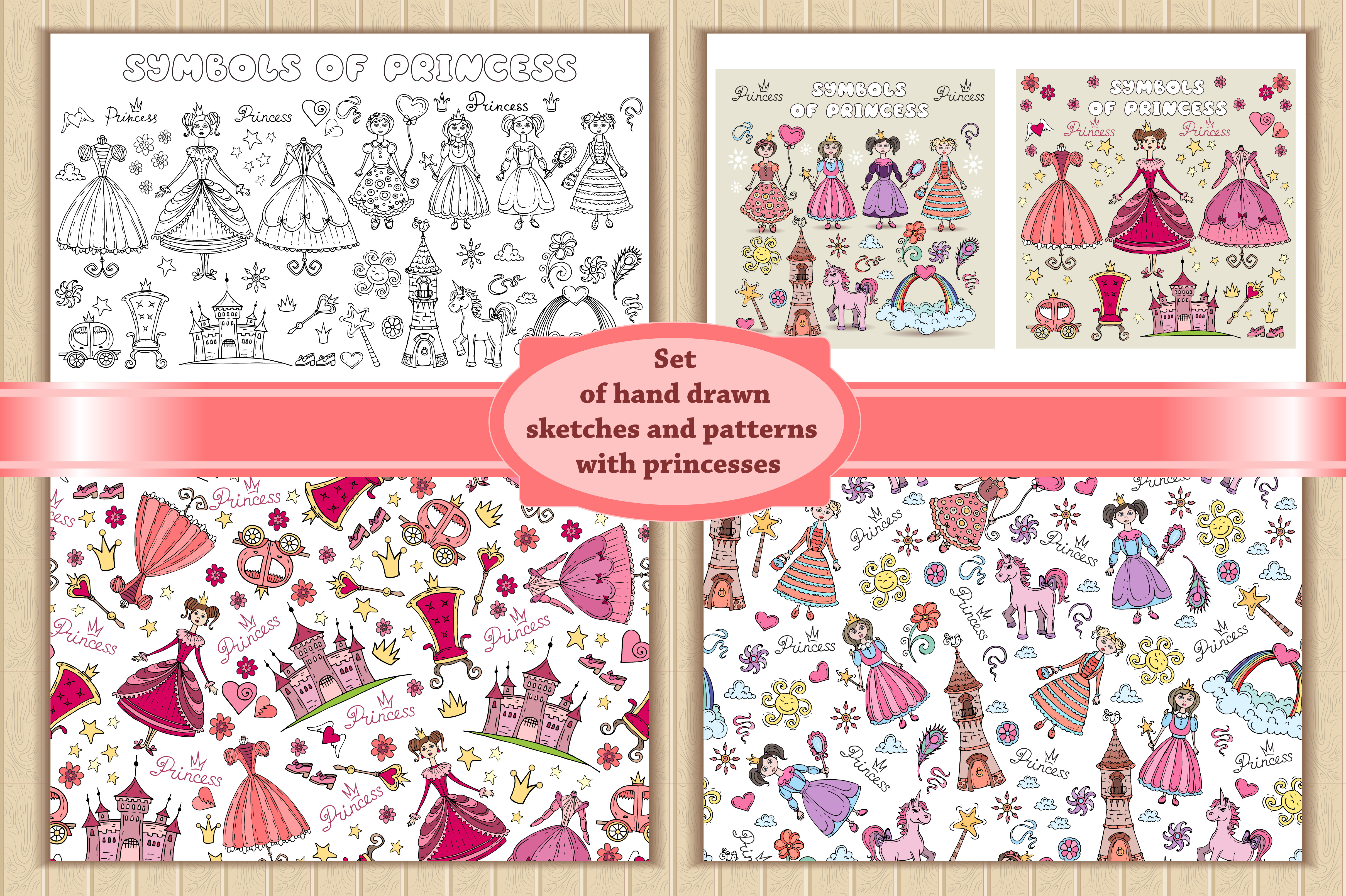 Set of hand drawn princess symbols, an Object Graphic by Olga Chuklay